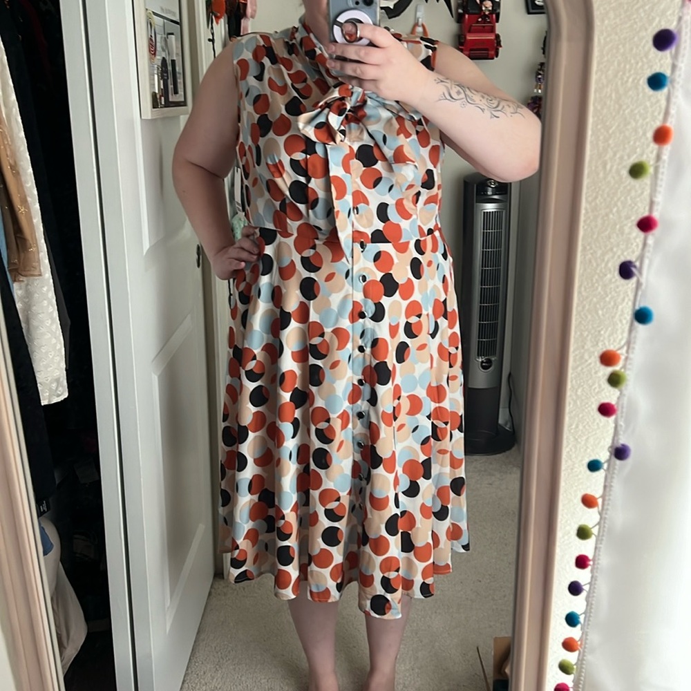 Polka dot button up retro dress